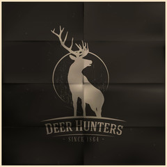 Wall Mural - Deer buck on fool moon badge