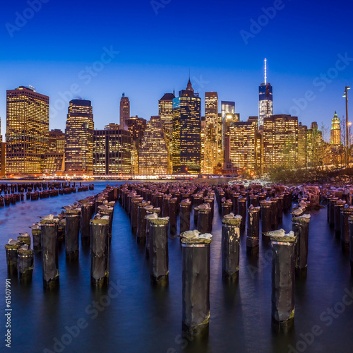 Manhattan Skyline with the One World Trade Center building at tw Poster