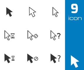 Sticker - Vector black mouse cursor icons set