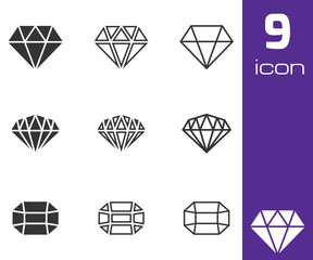 Vector black diamond icons set