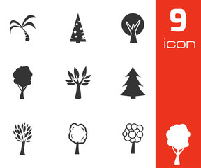 Wall Mural - Vector black trees icons set