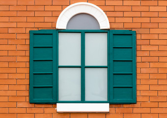 green wooden window