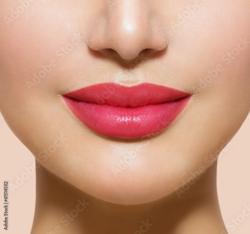 Beautiful Perfect Lips. Sexy Mouth Closeup Poster Mural XXL