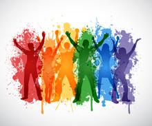 Colorful Silhouettes Of People Supporing  LGBT Rights