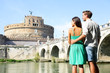 Rome travel tourists by Castel Sant'Angelo