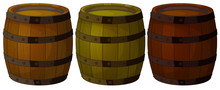 Three Wooden Barrels