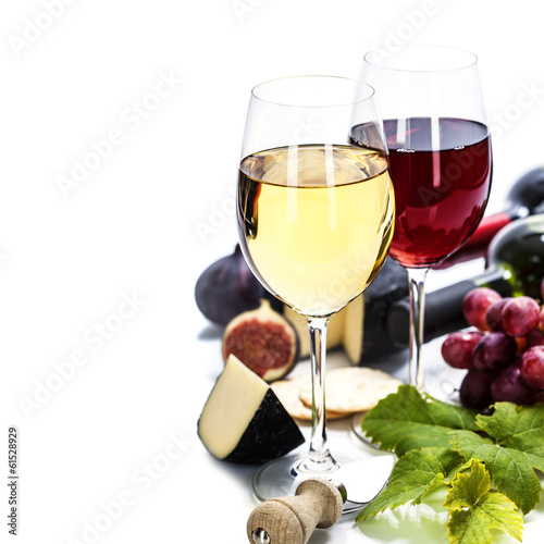 Fototapeta do kuchni Wine, grape and cheese