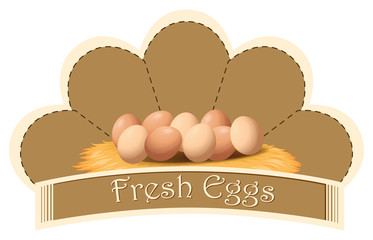 Sticker - A fresh eggs label with eggs