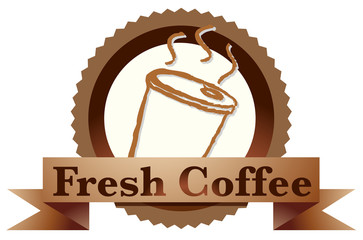 Poster - A fresh coffee label with a disposable coffee glass