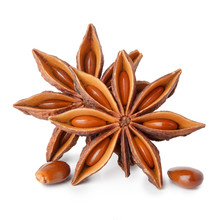 Star Anise With Seeds Isolated On White Backgroud
