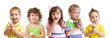 © Andrey Kuzmin - happy kids group with ice cream isolated