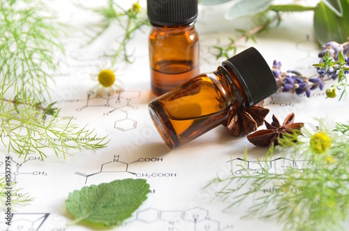 Fotografie, Obraz aromatherapy on science sheet with herbs