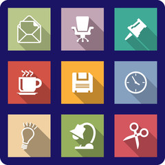Poster - Office icons on coloured backgrounds