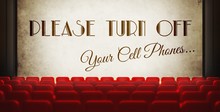 Please Turn Off Cell Phones Screen In Old Retro Cinema