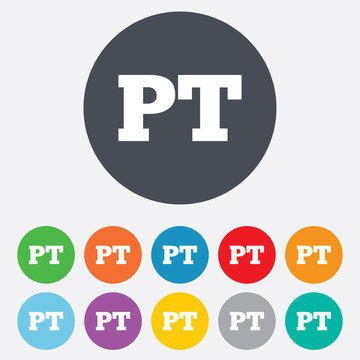 Portuguese language sign icon. PT translation
