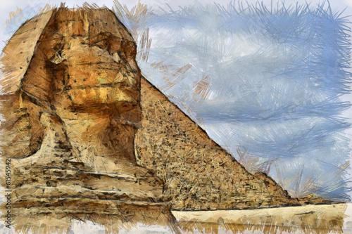 Fototapeta na wymiar The Sphinx drawing