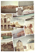 Vintage travel background with old photo.