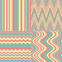 Set Of Four Striped Colored Backgrounds