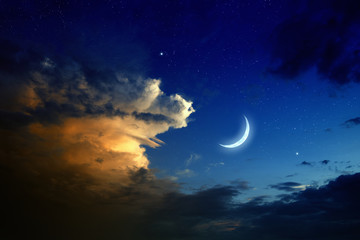 Wall Mural - Sunset, moon, stars