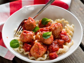 Canvas Print - pasta with meatballs