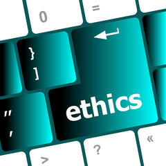Poster - A keyboard with a key reading ethics