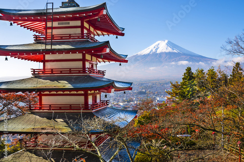 Naklejka dekoracyjna Fuji and Pagoda