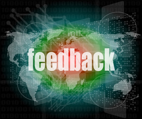 Poster - Information technology IT concept: words Feedback on screen