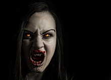 Bloodthirsty Female Vampire With Angry Expression