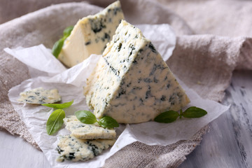 Sticker - Tasty blue cheese with basil on paper