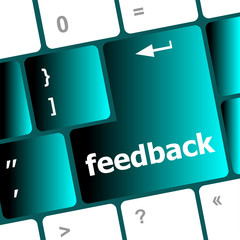 Poster - Keyboard with single button showing the word feedback