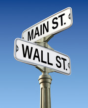 Retro Street Sign With Wall Street And Main Street