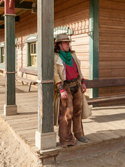 Fototapete - Cowboy at Hollywood Western Town Almeria Andalusia Spain