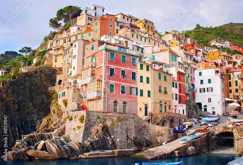 Obraz w ramie View of Riomaggiore, Italy