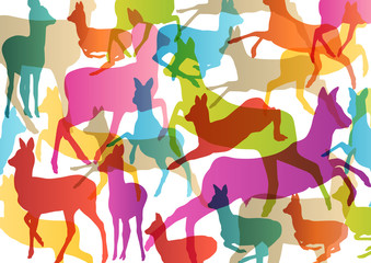 Doe venison deer silhouettes in abstract animal background illus