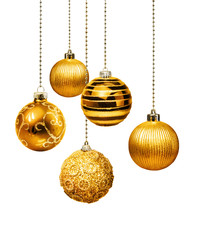 golden christmas balls