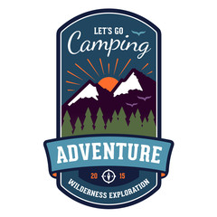 Wall Mural - camping adventure badge emblem