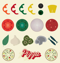 Vector Set: Pizza Toppings Collection