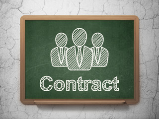 Finance concept: Business People and Contract on chalkboard