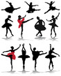 Silhouettes of ballerinas, vector illustration