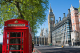 Fototapeta Big Ben - London Red Telephone Box And Big Ben