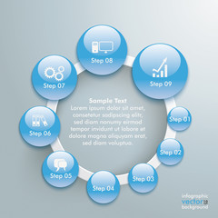 Wall Mural - blue button drops white ring infographic