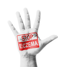 Open Hand Raised, Stop Eczema Sign Painted