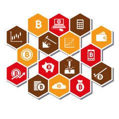 Wall Mural - bitcoin icons