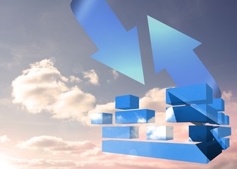 Poster - Composite image of arrow in sky on abstract screen