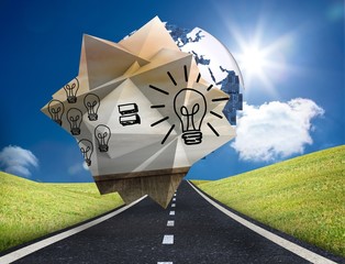 Poster - Composite image of light bulb equation on abstract screen