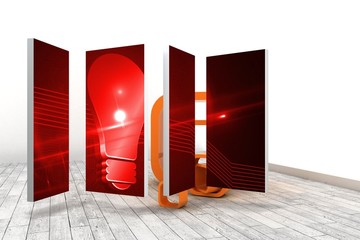 Poster - Composite image of red light bulb graphic on abstract screen