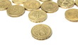British Pound Coins on a white background for copy space