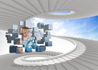 Poster - Composite image of baby genius on abstract screen