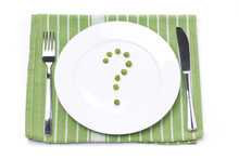 Empty Plate With Green Peas In The Shape Of A Question Mark