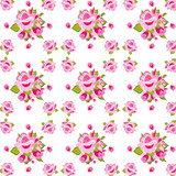 Fototapeta Perspektywa 3d - Pink roses pattern. 